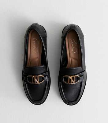 Black Leather-Look Loafers