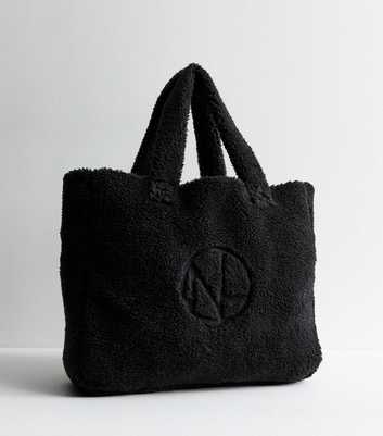 Black Oversized Borg Tote Bag