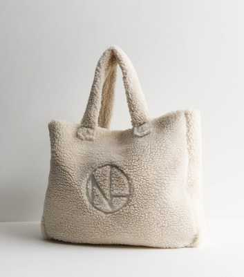 Cream Oversized Borg Tote Bag