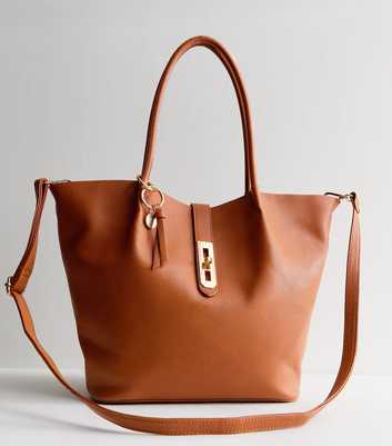 Tan Slouchy Double Strap Large Tote Bag