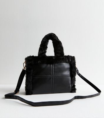 Black fluffy cross body bag on sale