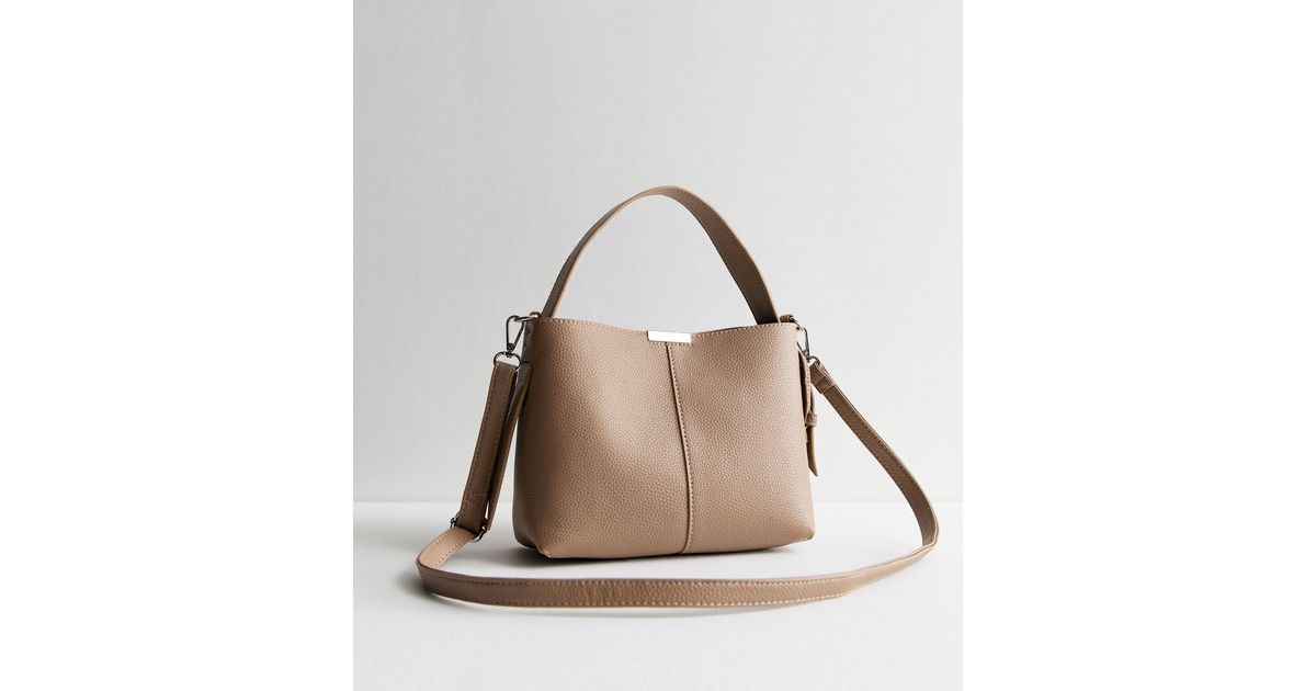 Brown Leather Look Buckle Strap Bucket Bag New Look