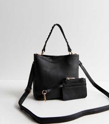 Black Mini Bucket Cross Body Bag and Card Holder