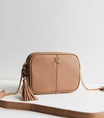 Camel Leather Look Crossbody Camera Bag