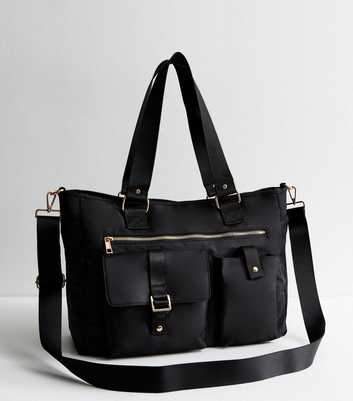 Black Multi Pocket Tote Bag