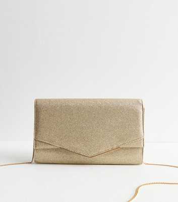 Gold Glittered Envelope Clutch