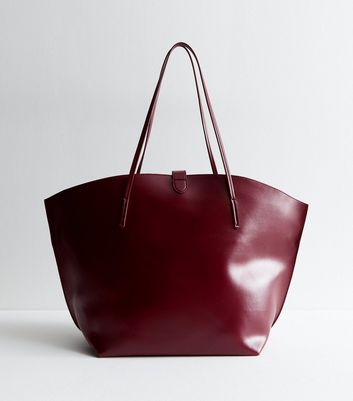 Burgundy Leather-Look Tote Bag New Look