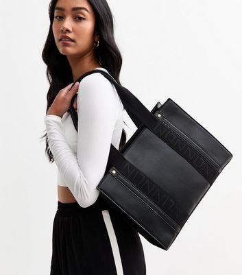 Black tote bag with shoulder strap online