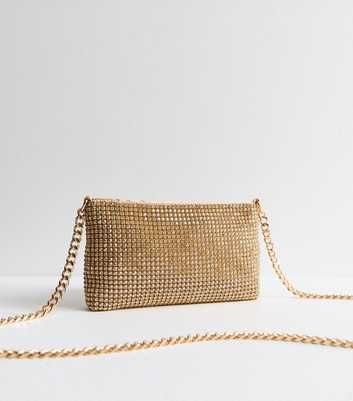 Gold Bead Embellished Zip Clutch Bag