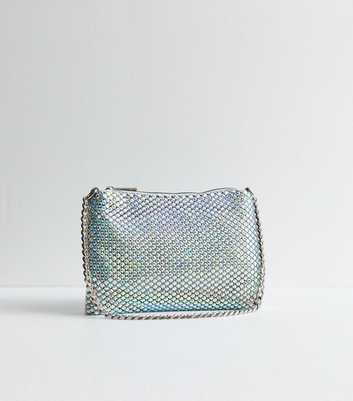 Silver Diamanté Clutch Bag