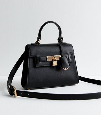 Black Leather-Look Top Handle Crossbody Bag New Look