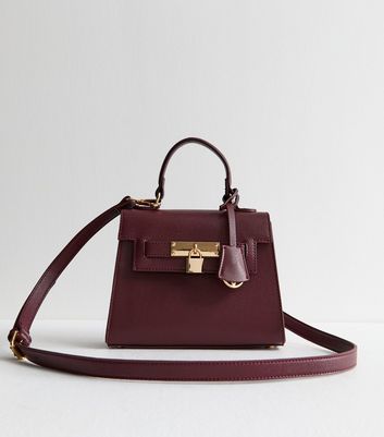 Burgundy Leather-Look Top Handle Crossbody Bag New Look