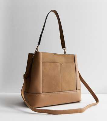 Camel Triple Compartment Hobo Bag