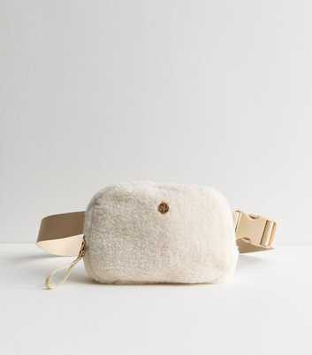 Cream Borg Zipped Bumbag