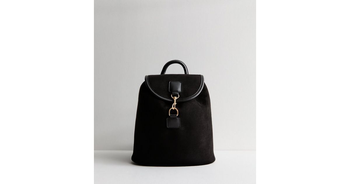 Black Faux Suede Backpack | New Look