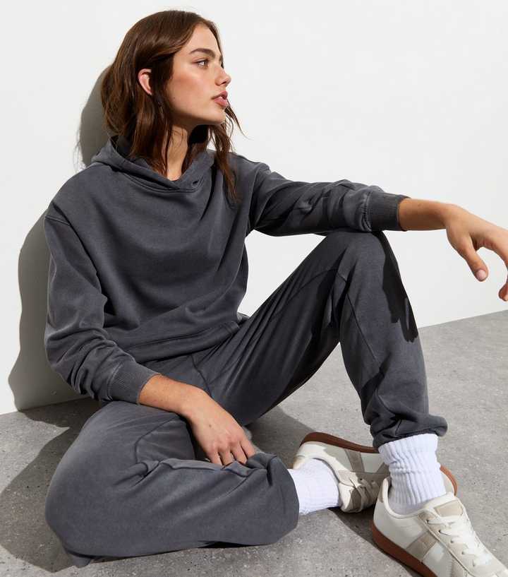 Grey Acid Wash Soft Pullover Hoodie