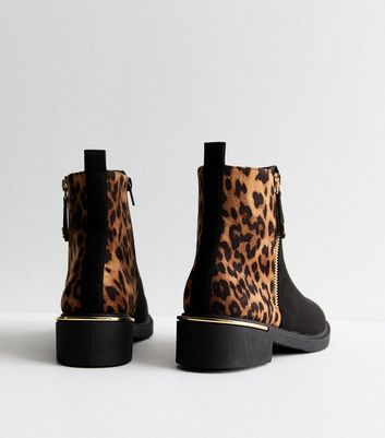 Leopard print short boots best sale