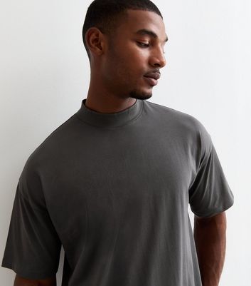 Grey Cotton High Neck T Shirt New Look