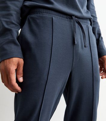 Men's Navy Regular Pintucked Joggers New Look