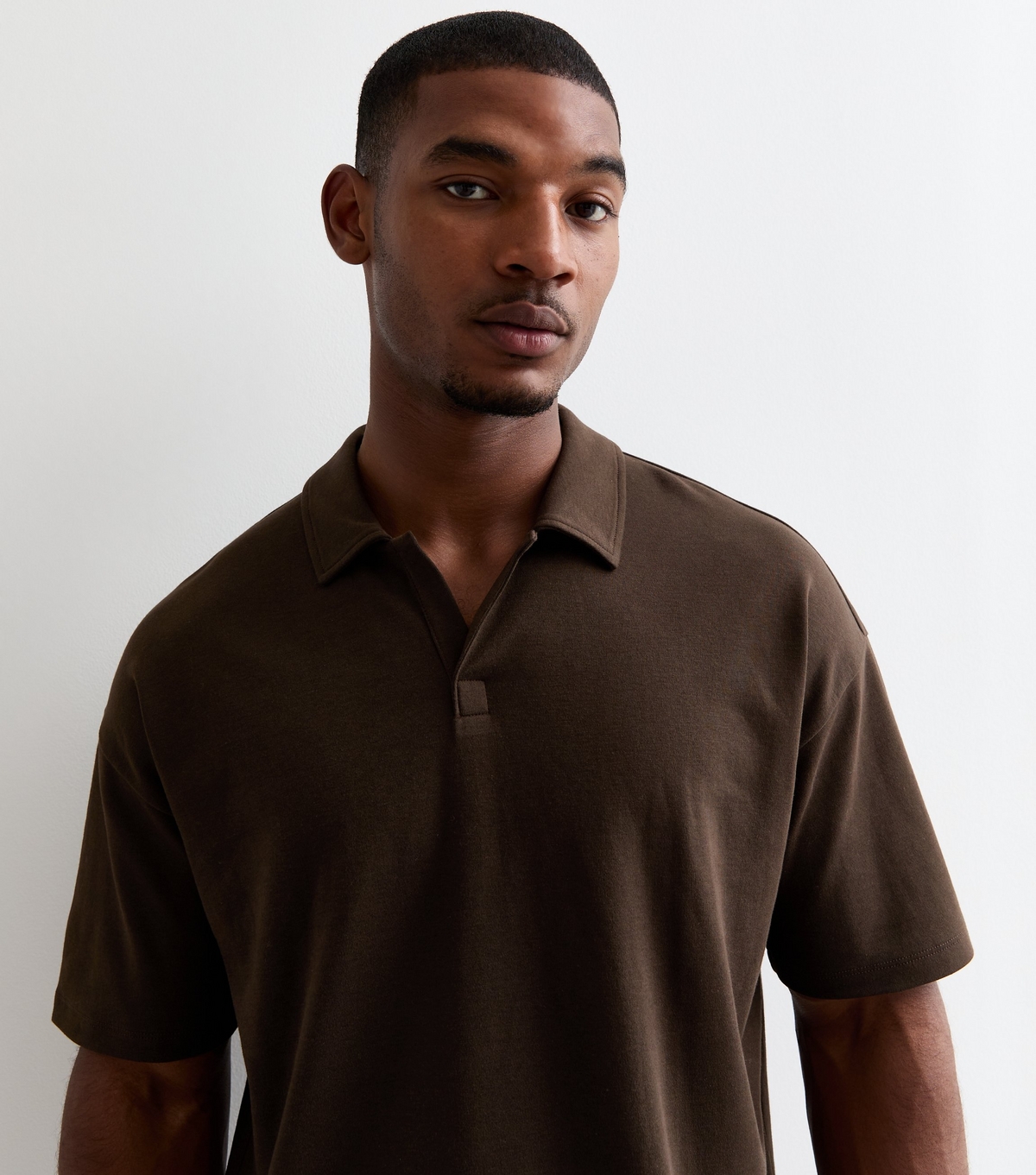 Men's Brown Cotton Blend Polo Shirt New Look