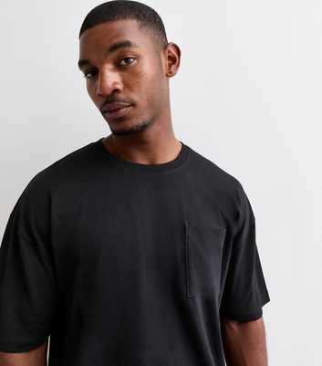 Black Oversized Heavyweight Cotton Chest Pocket T-Shirt