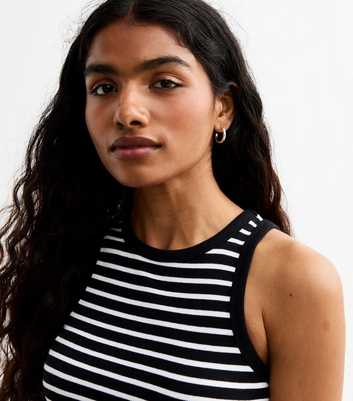 Petite Black Striped Racer Vest Top 