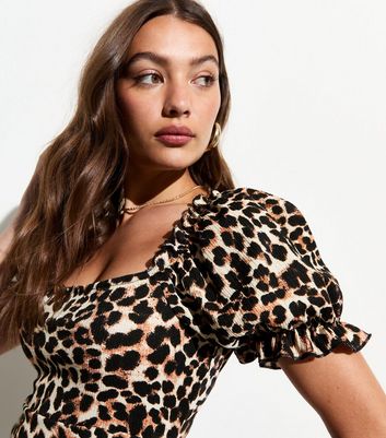 Leopard square neck dress best sale