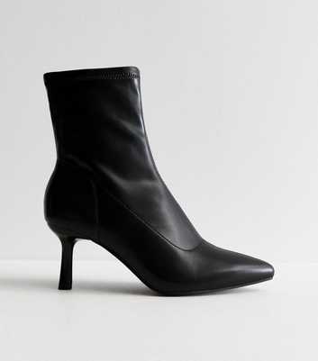 Black Leather-Look Size Zip Ankle Boots