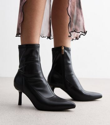 Black leather zip ankle boots best sale