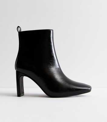 Black Square-Toe Ankle Boots