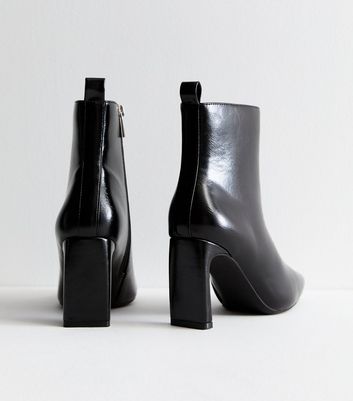 Black Square Toe Ankle Boots New Look