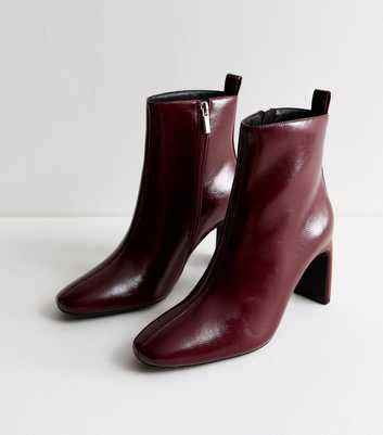 Burgundy Square-Toe Ankle Boots