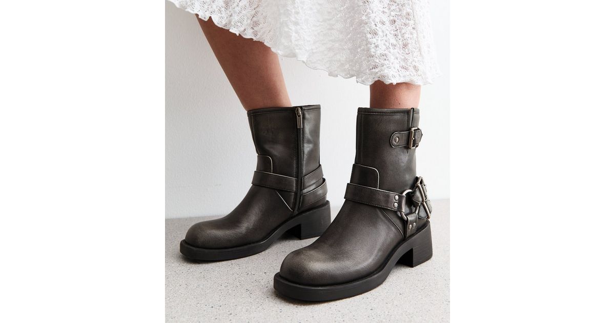 Ankle Boots New Look Biker Boots Women Buckle New Look Lace Up