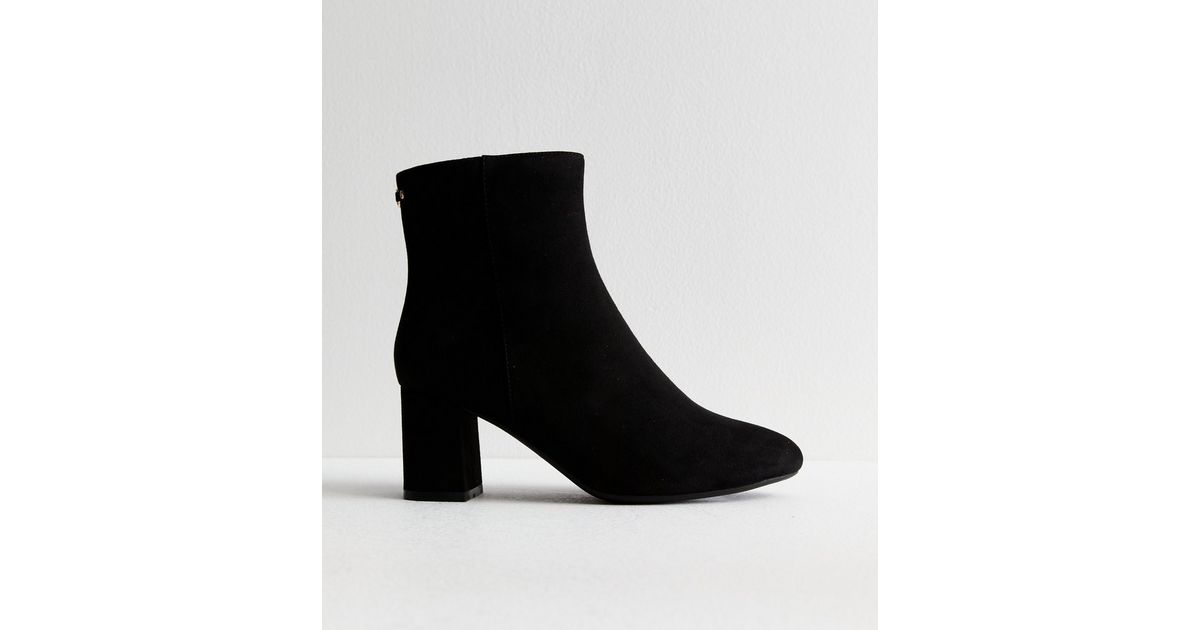 Perin Black Faux Suede Block Heel Boots