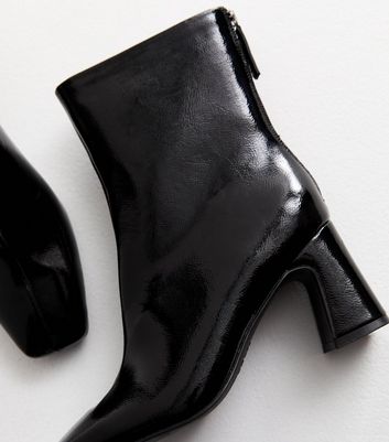 Black leather ankle boots low heel online