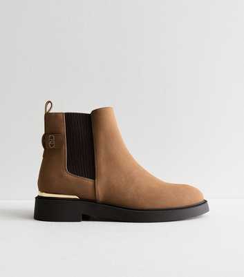 Wide Fit Tan Suedette Chelsea Boots