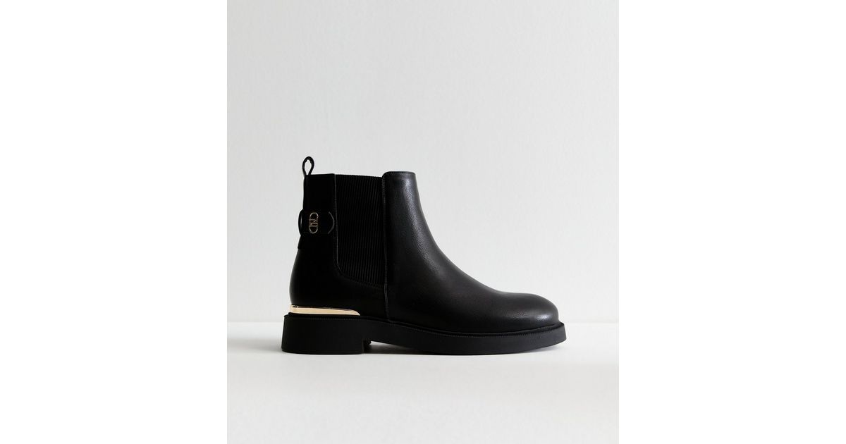 Leather Chelsea Boots with Metal Lock Design
