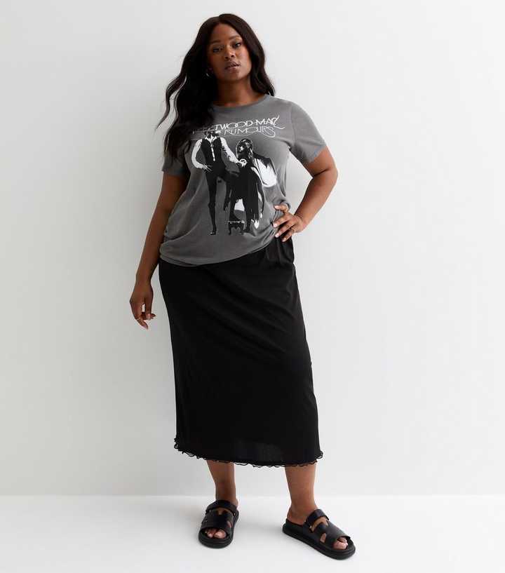 Curves Dark Grey Fleetwood Mac Rumours Oversized T-Shirt | New Look 