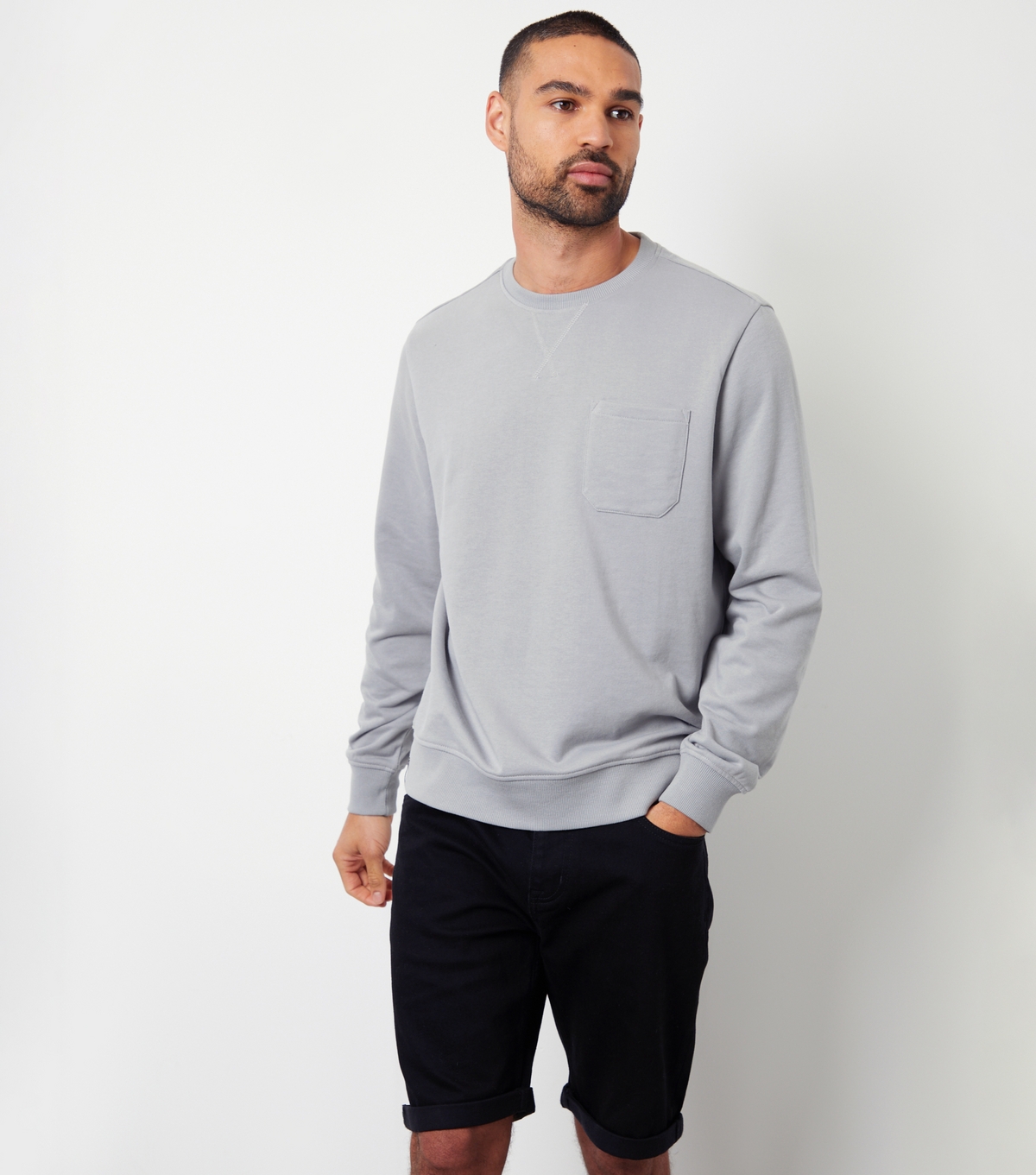 Men's Grey Crew Neck Sweatshirt Threadbare New Look