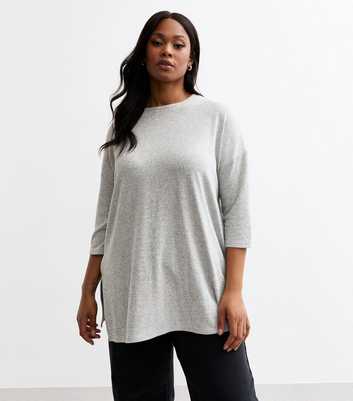 Curves Grey Soft Touch Slit Hem Top