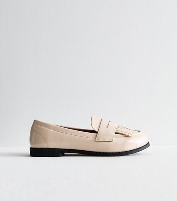 Extra Wide Fit Off White Leather-Look Tassel Loafers New Look