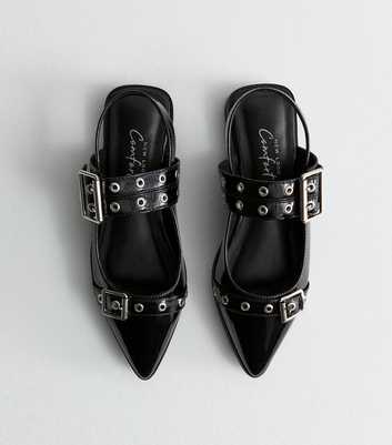 Black Patent Mary Jane Buckle Ballerinas 