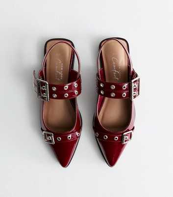 Burgundy Patent Mary Jane Buckle Ballerinas 