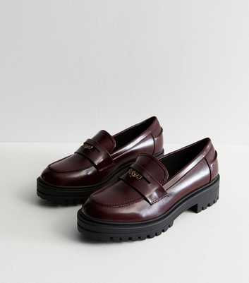 Burgundy Penny Strap Chunky Loafers