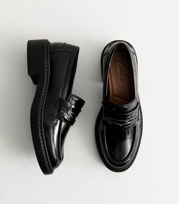 Black Leather-Look Loafers