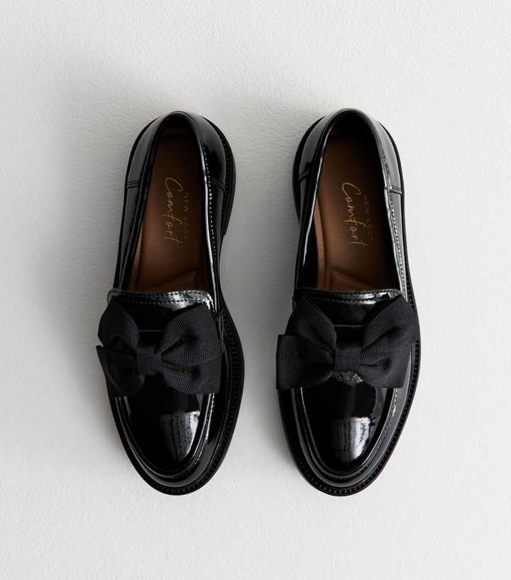 Black Patent Bow Loafers 