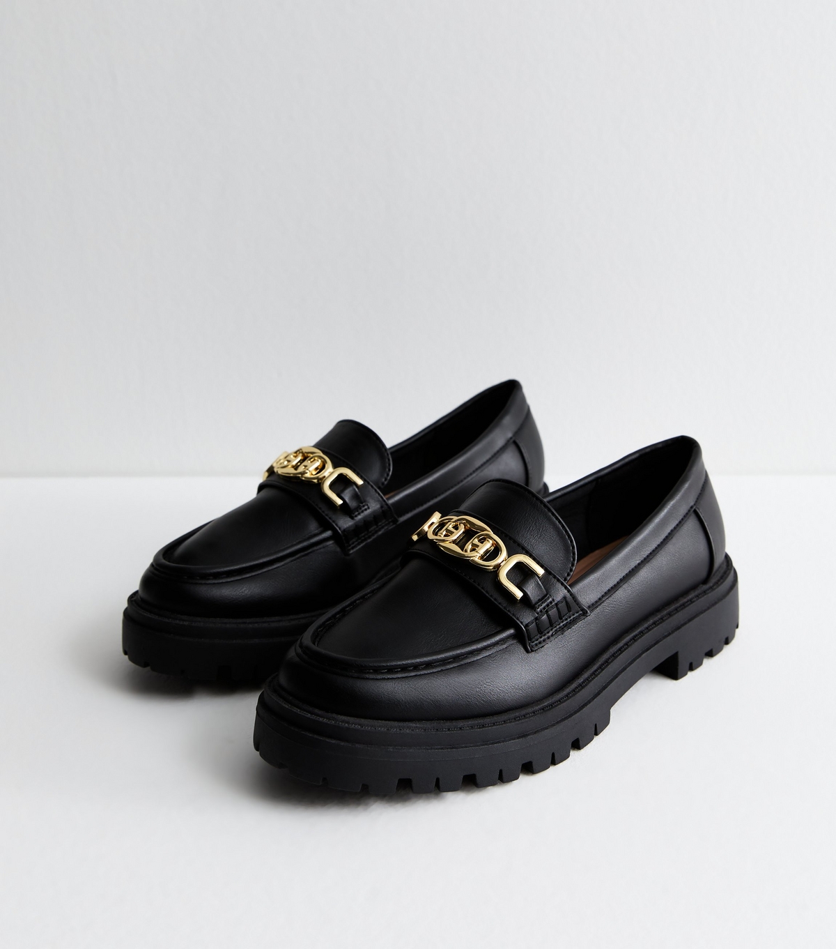 Women's Wide Fit Black Chain Loafers New Look