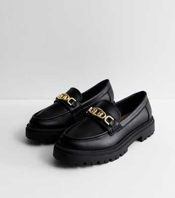 Wide Fit Black Chain Loafers