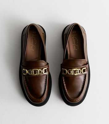 Wide Fit Brown Chain Loafers