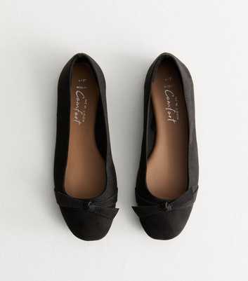 Wide Fit Black Bow Detail Ballet Pumps